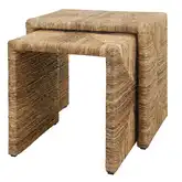 Kanza 2 Piece Nesting Side Table Set in Natural Abaca